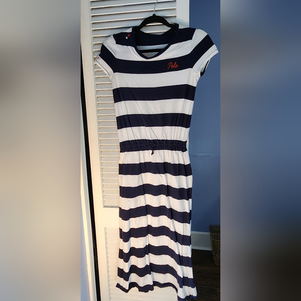 Navy and White Striped Skirt